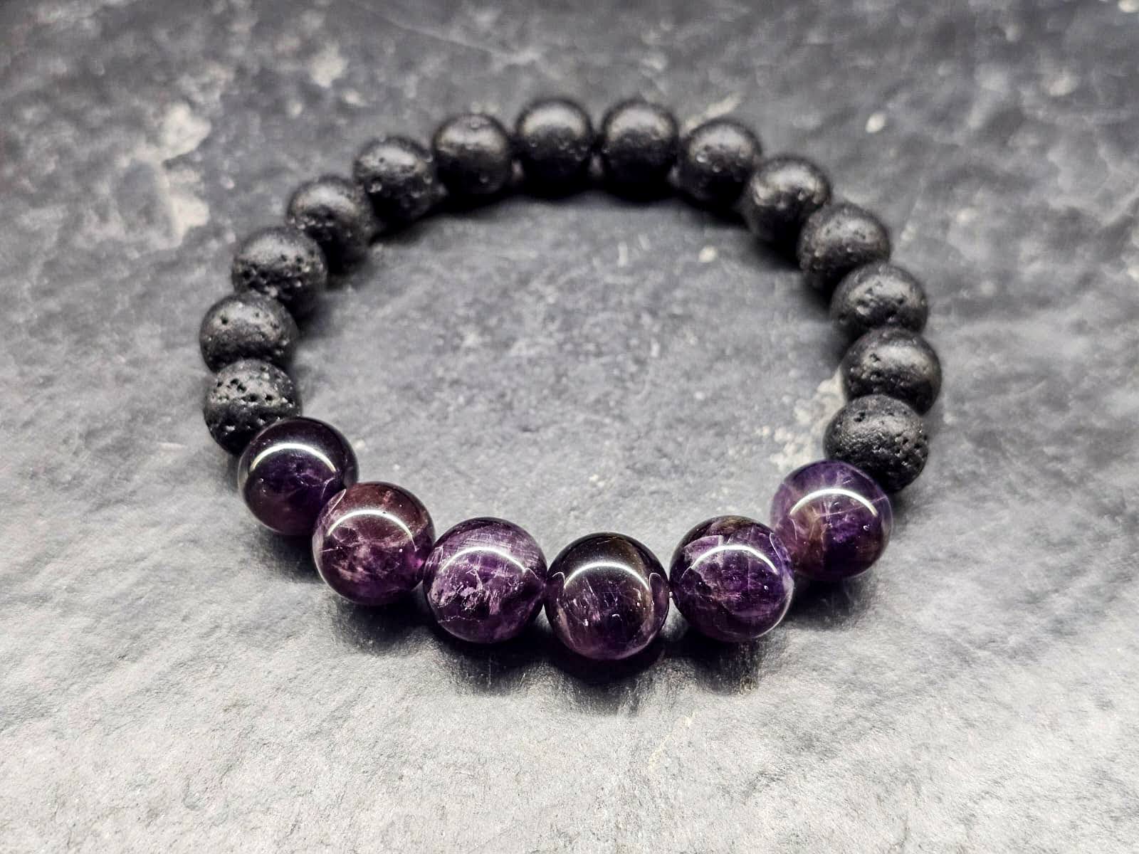 Bracelet (with lava stone and amethyst stones)