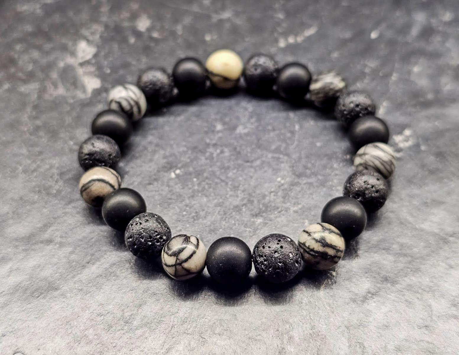 Bracelet (with lava stone, jasper and agate stones)
